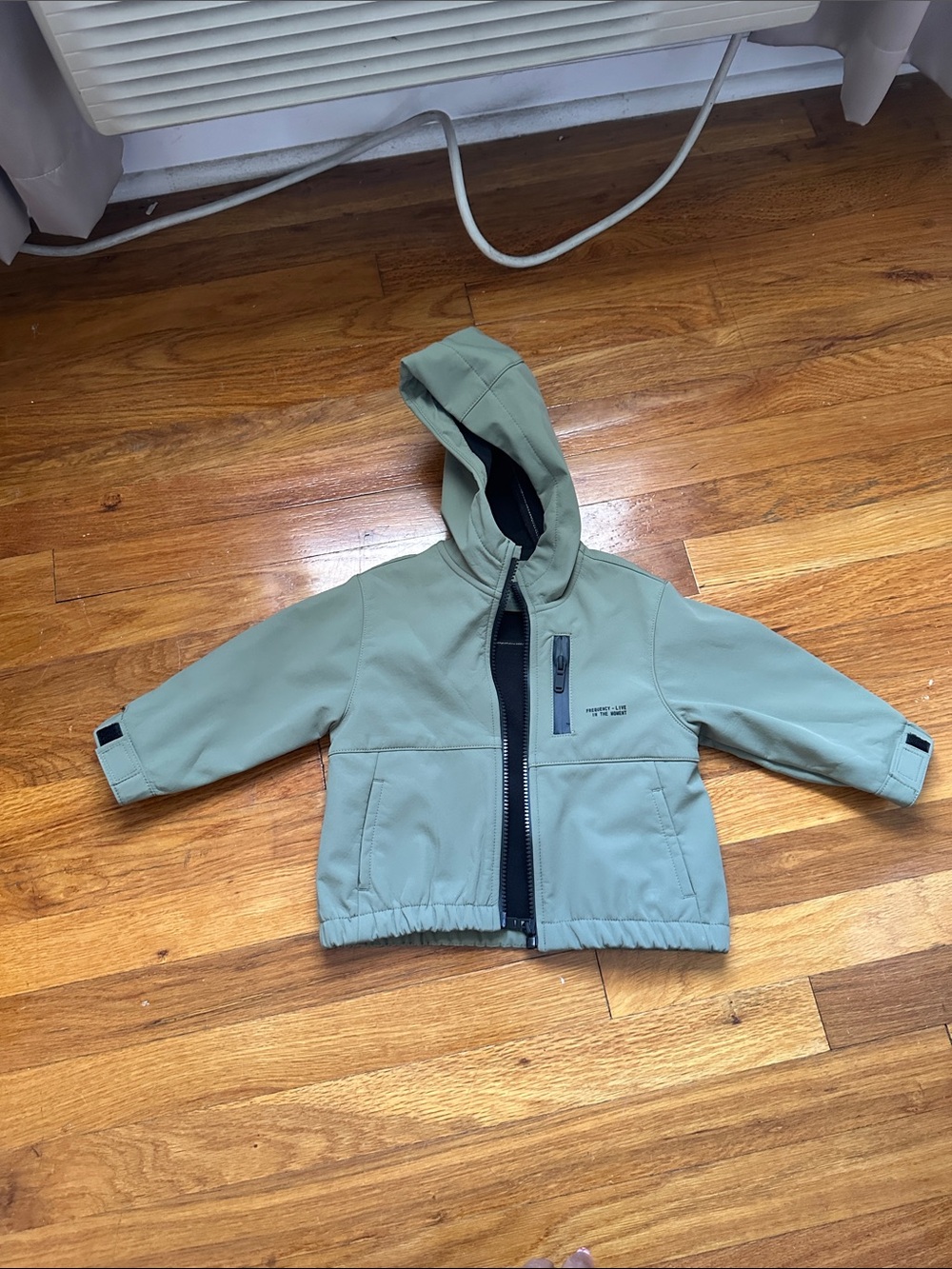 Zara Kids Hooded Jacket in Sage Green with Black Lining